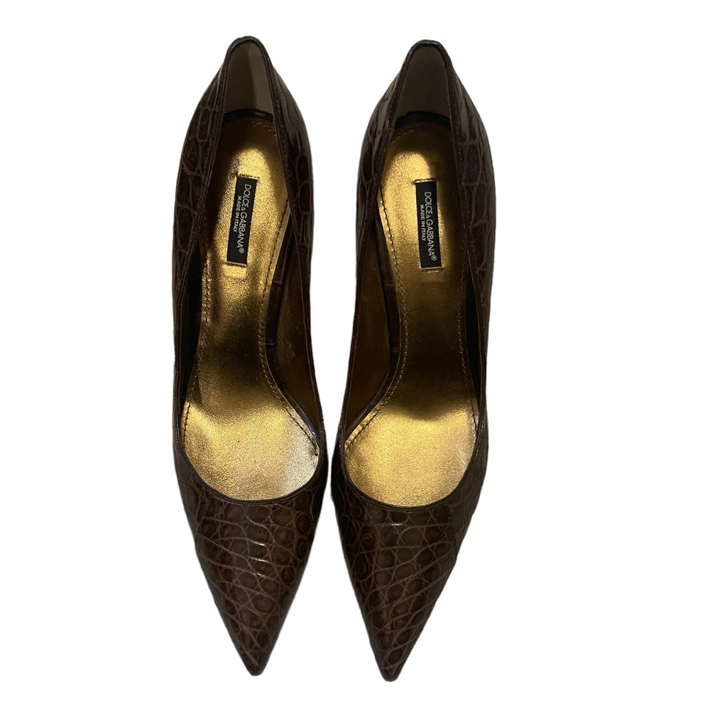 New Dolce & Gabbanna Faux Crocodile Heels - Picture 1 of 4